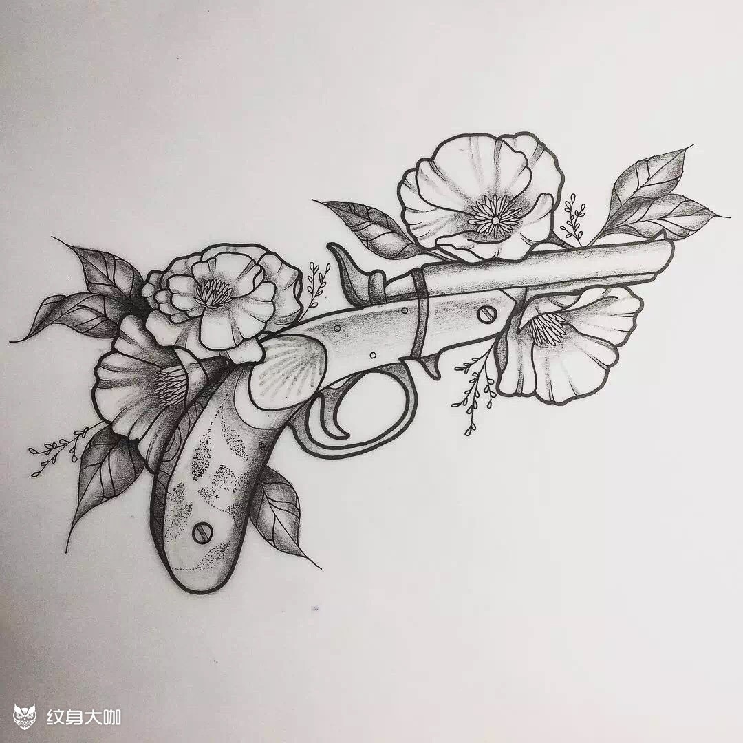 花枪_纹身图案手稿图片_缨子的纹身作品集