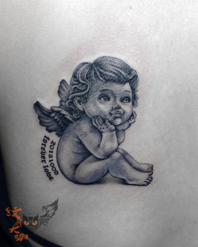 小天使_纹身图案手稿图片_张鹏展的纹身作品集