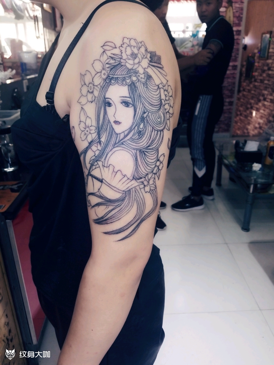 美女艺妓待续上色_纹身图案手稿图片_王志勇的纹身作品集