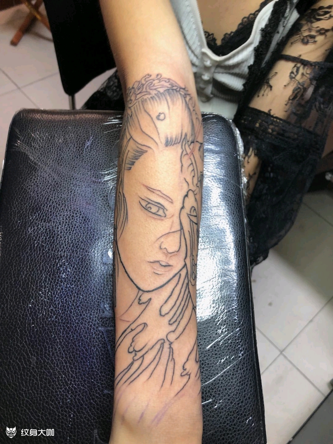 小臂艺妓(线条)_纹身图案手稿图片_任红岩的纹身作品集