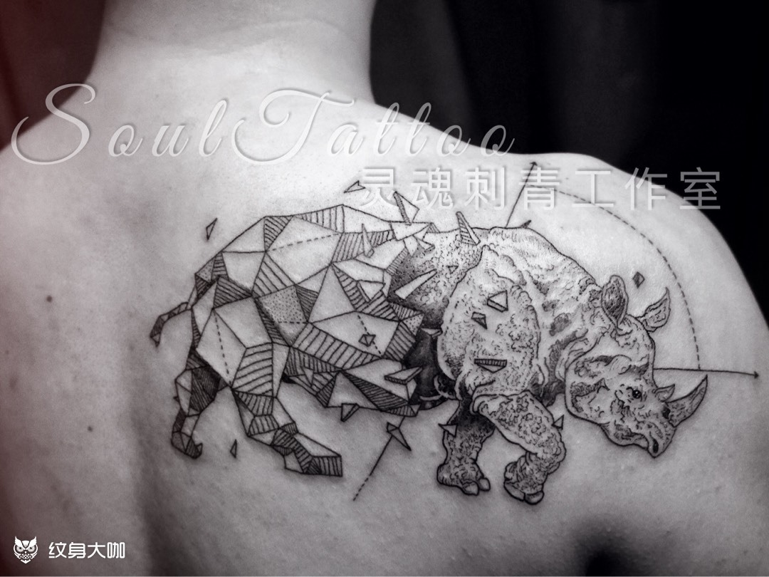 几何图形犀牛_纹身图案手稿图片_mr.王的纹身作品集