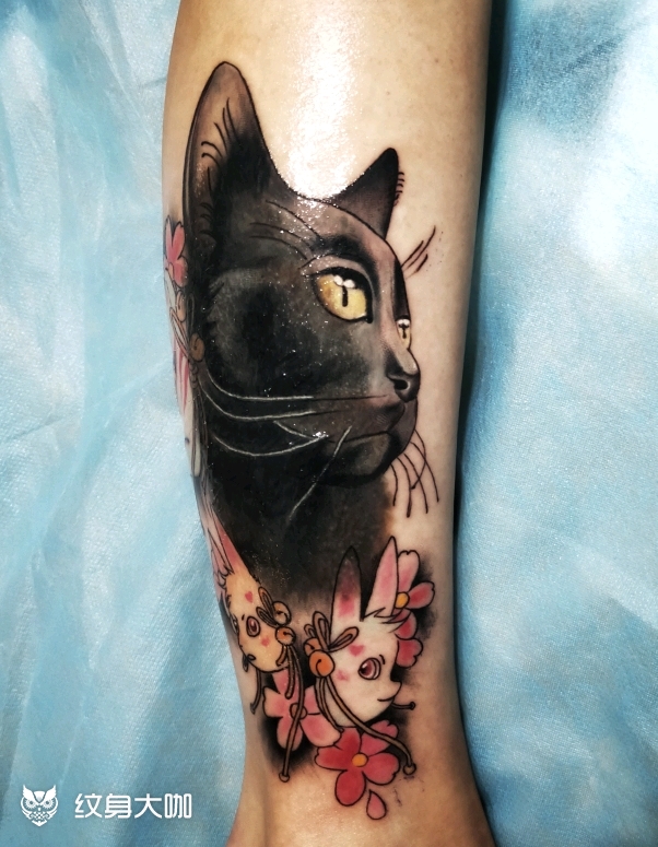黑猫遮盖胎记,终于可以穿裙子了_纹身吧社区 - 纹身大咖
