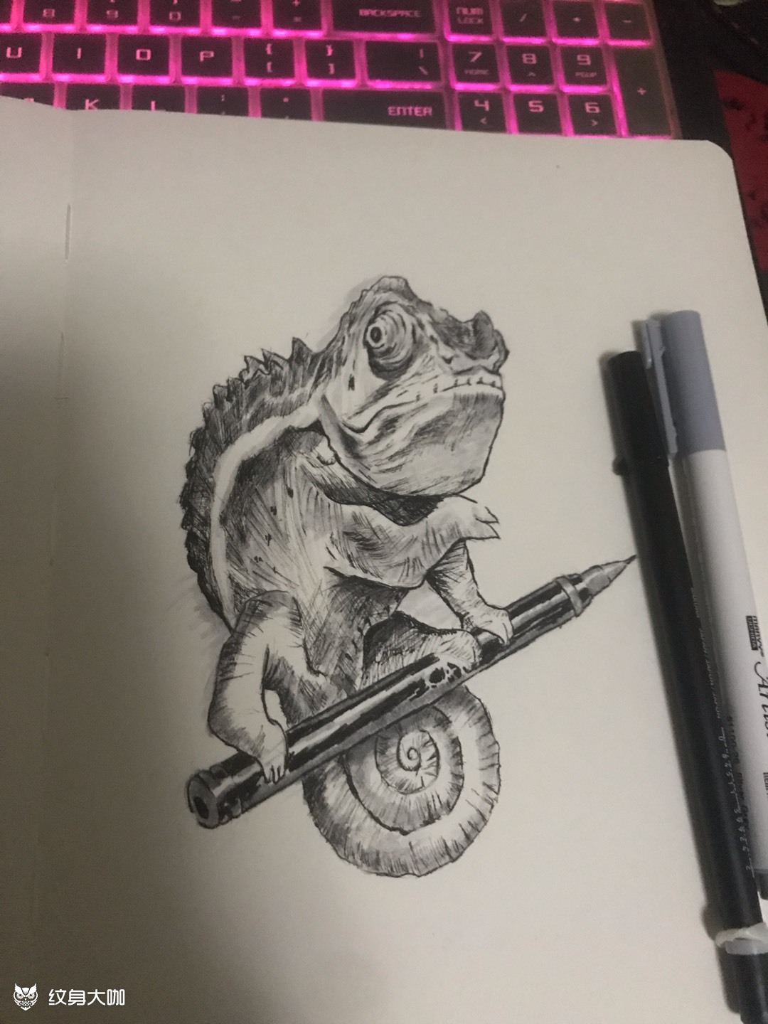 蜥蜴_纹身图案手稿图片_叭懂.的纹身作品集