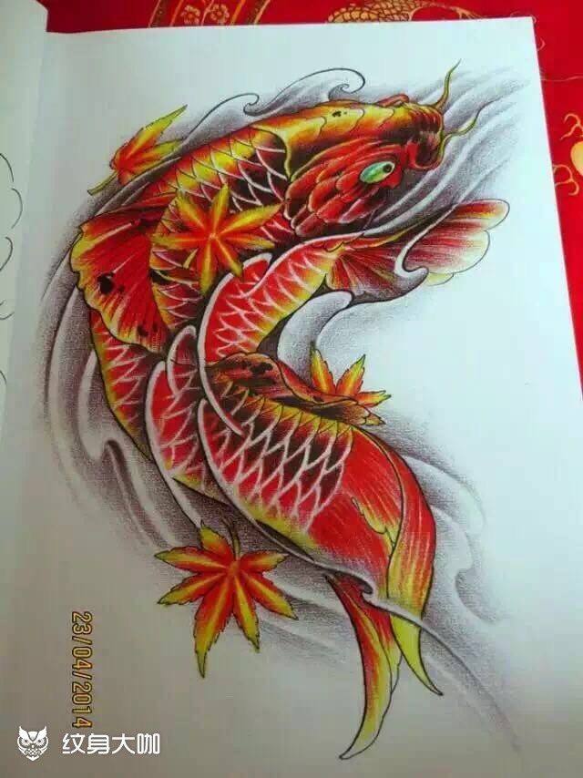 鲤鱼来了_纹身图案手稿图片_银师/school的纹身作品集