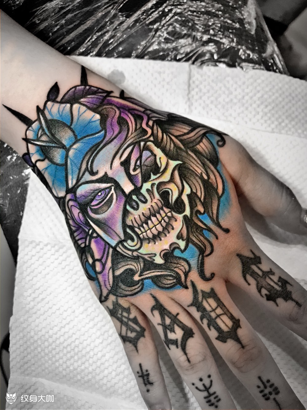 手背_纹身图案手稿图片_老鬼的纹身作品集