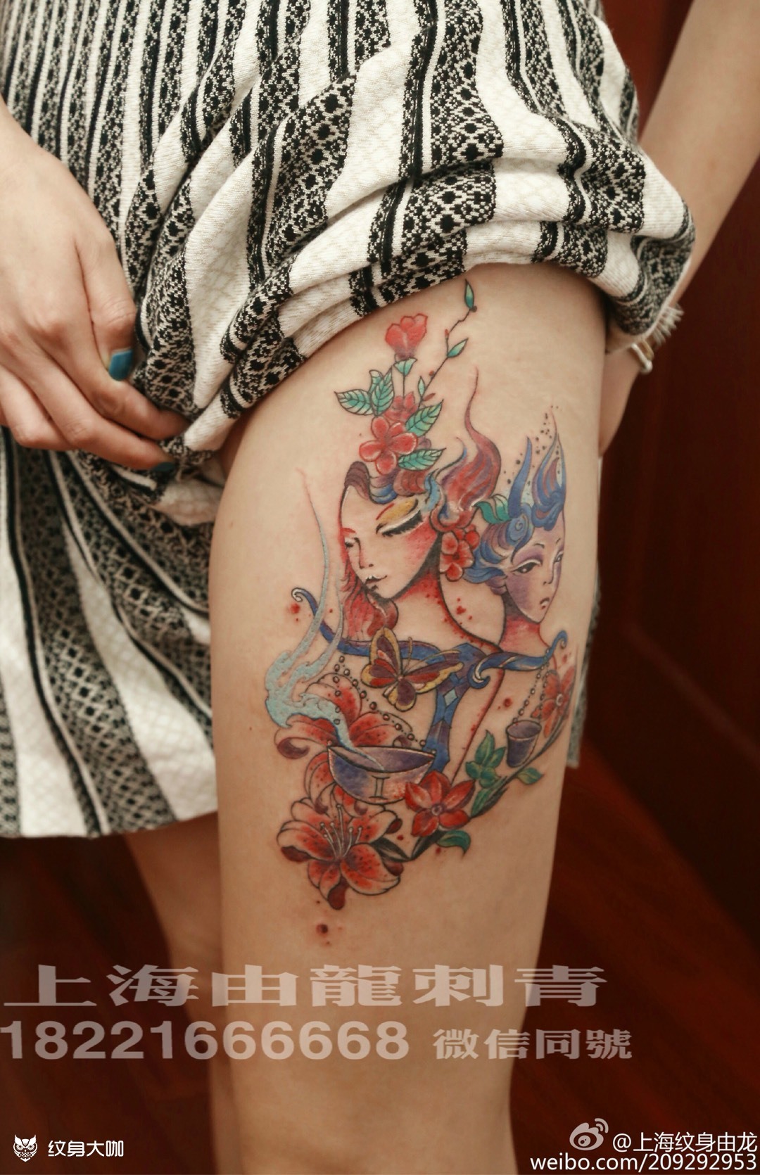 美女大腿_纹身图案手稿图片_由龙的纹身作品集