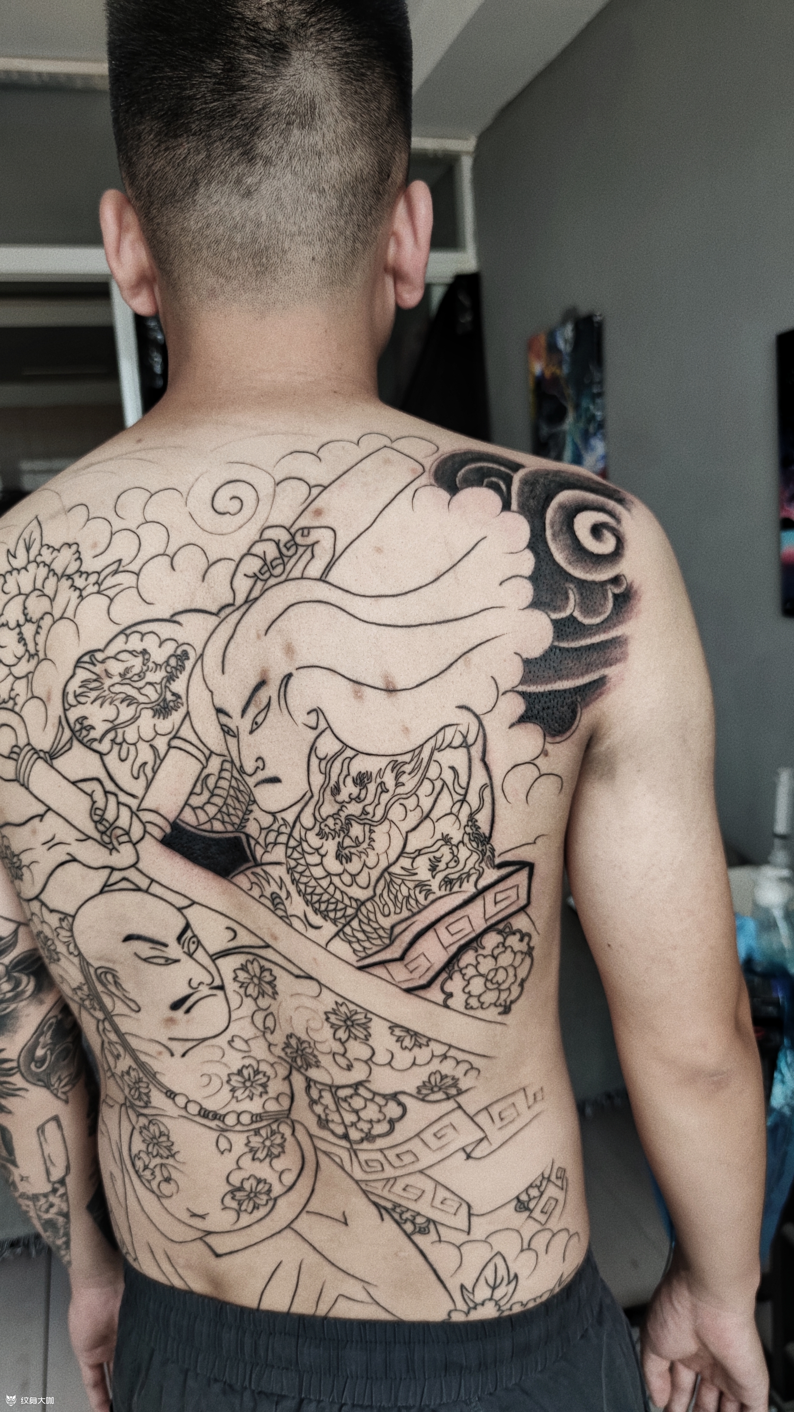 鲁智深战九纹龙_纹身图案手稿图片_点墨的纹身作品集