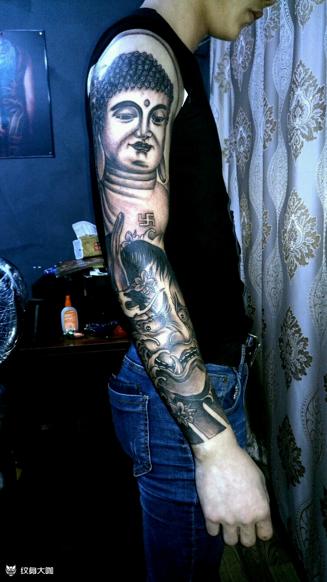 佛像花臂_纹身图案手稿图片_阿华的纹身作品集