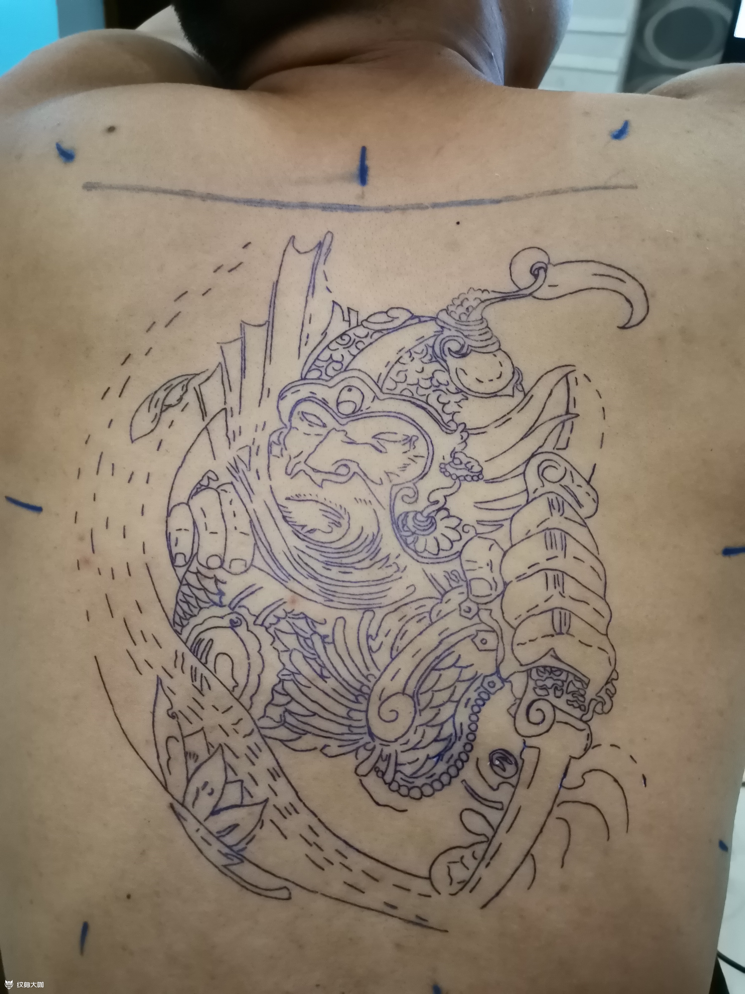 五虎上将 黄忠 割线完成_纹身图案手稿图片_黩 来自肌肤的艺术的纹身