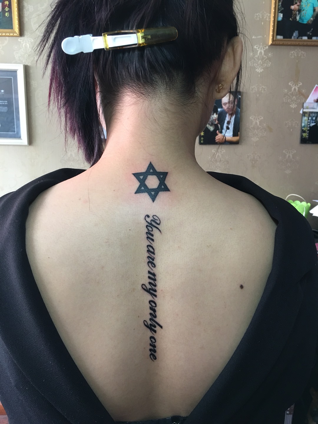 美女性感颈椎小清新_纹身图案手稿图片_李胜的纹身作品集