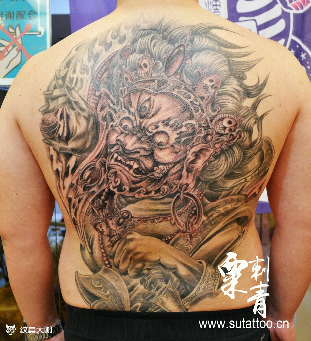 满背大黑天 _纹身图案手稿图片_粟刺青的纹身作品集