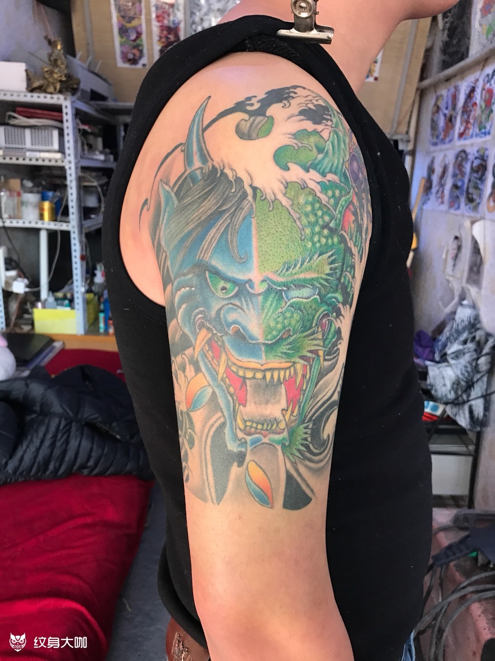 半般若半龙_纹身图案手稿图片_全中的纹身作品集