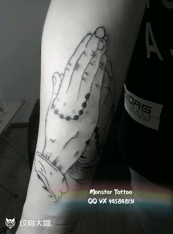 双手合十_纹身图案手稿图片_monster的纹身作品集