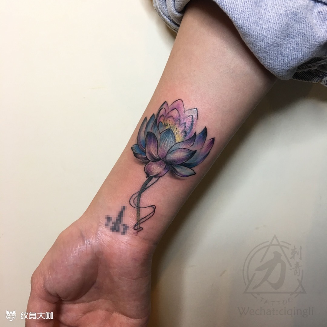 彩色莲花_纹身图案手稿图片_顺德-力刺的纹身作品集
