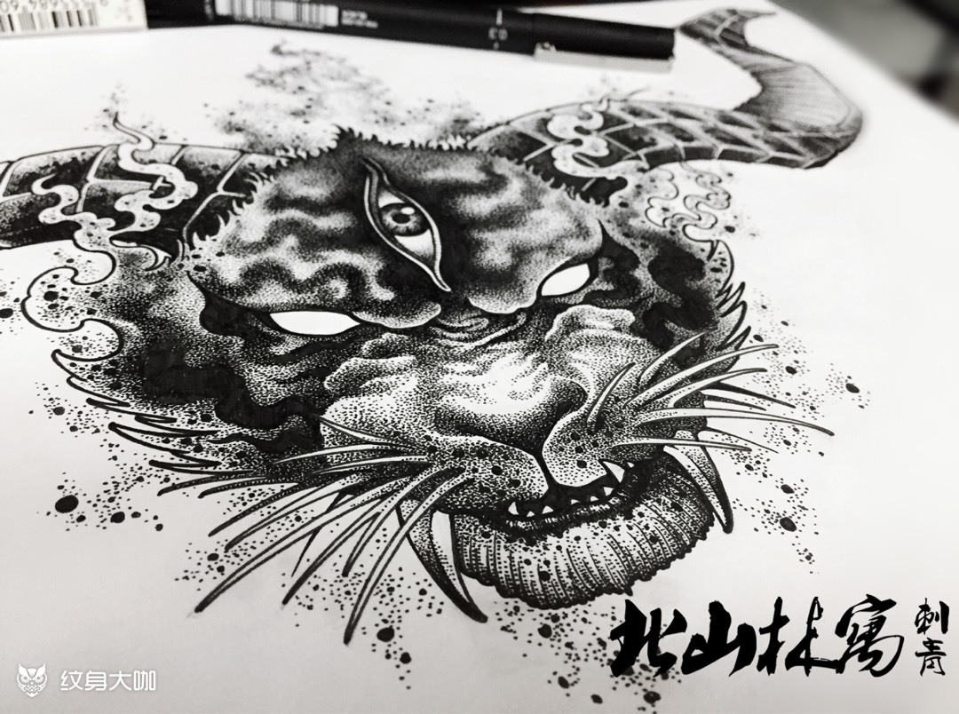 《黑暗森林》系列二_纹身图案手稿图片_王硕的纹身作品集