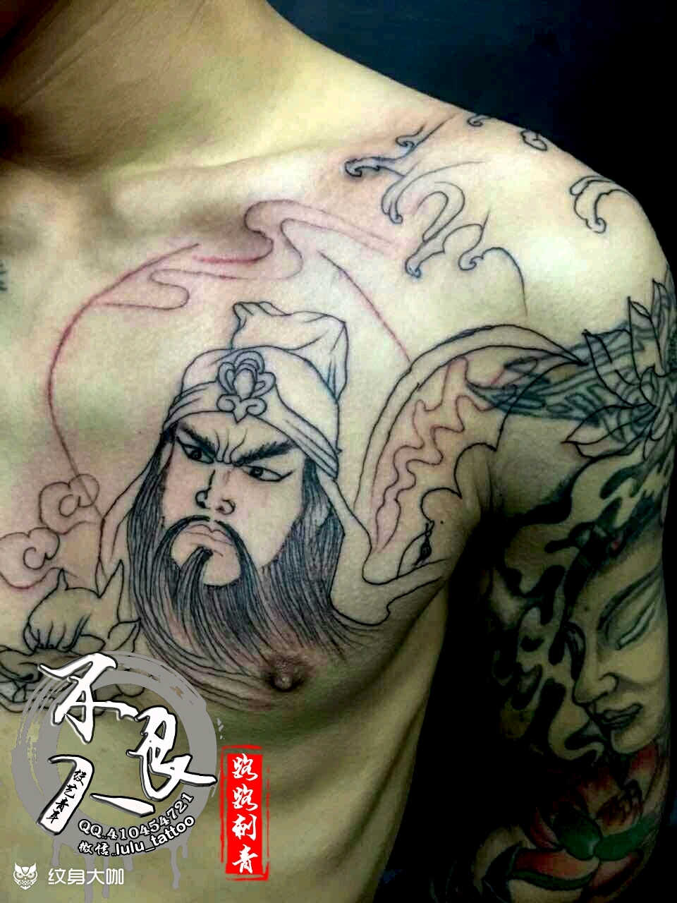 关公割线,微信 lulu_ta_纹身图案手稿图片_ll的纹身作品集