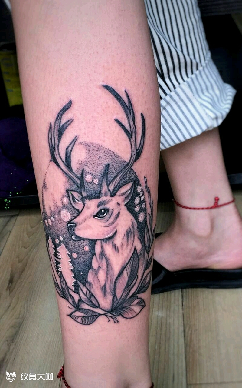 麋鹿_纹身图案手稿图片_雕虎刺青的纹身作品集
