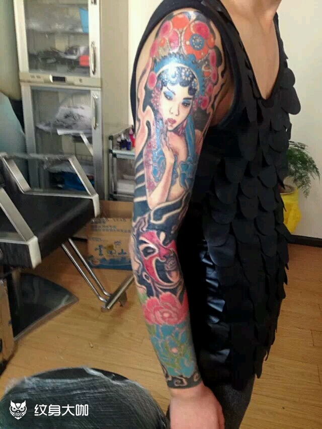 花旦全臂_纹身图案手稿图片_栾于文的纹身作品集