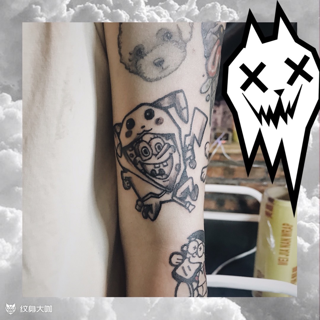 海绵宝宝_纹身图案手稿图片_xx淼淼97的纹身作品集