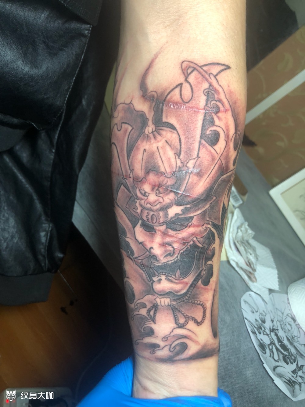 鬼武士 小臂内侧疤痕覆盖_纹身图案手稿图片_狒狒的纹身作品集