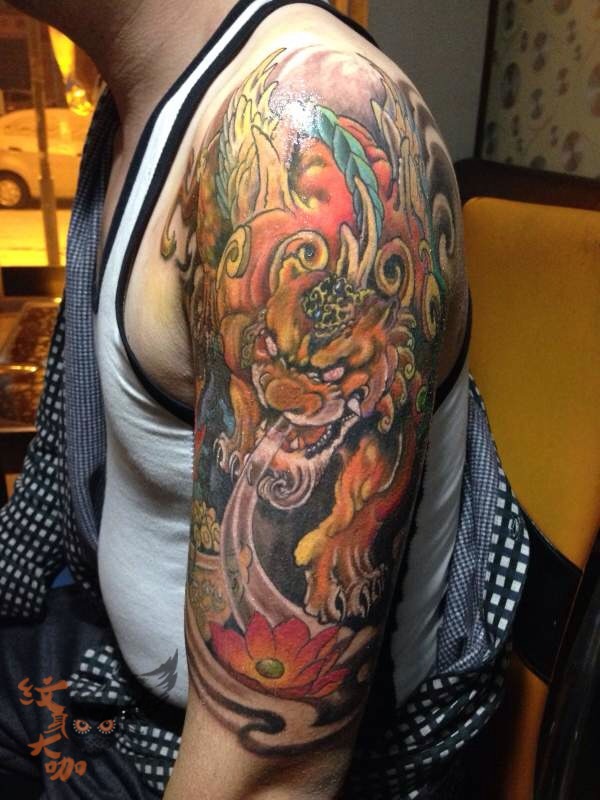 彩色貔貅_纹身图案手稿图片_殷红斌的纹身作品集