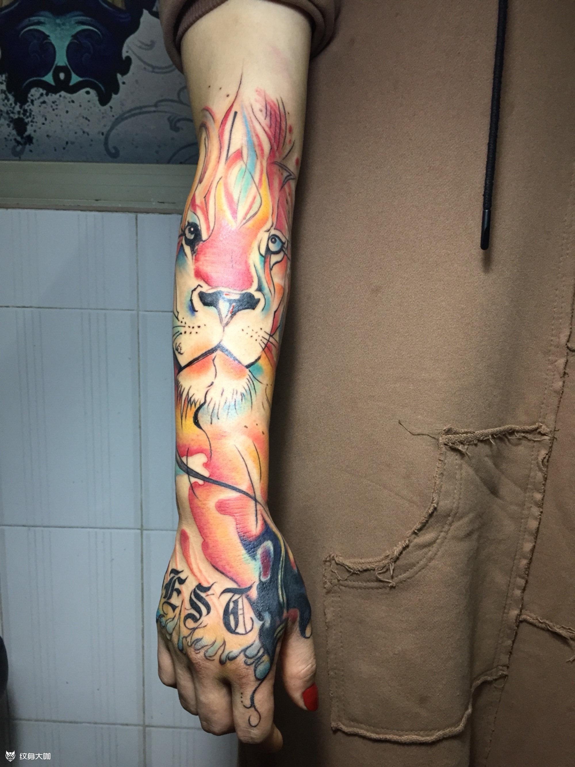 泼墨狮子_纹身图案手稿图片_周培荣的纹身作品集