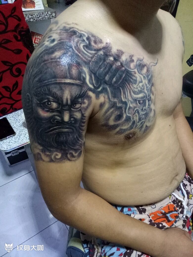 半甲钟馗遮盖_纹身图案手稿图片_王虎的纹身作品集