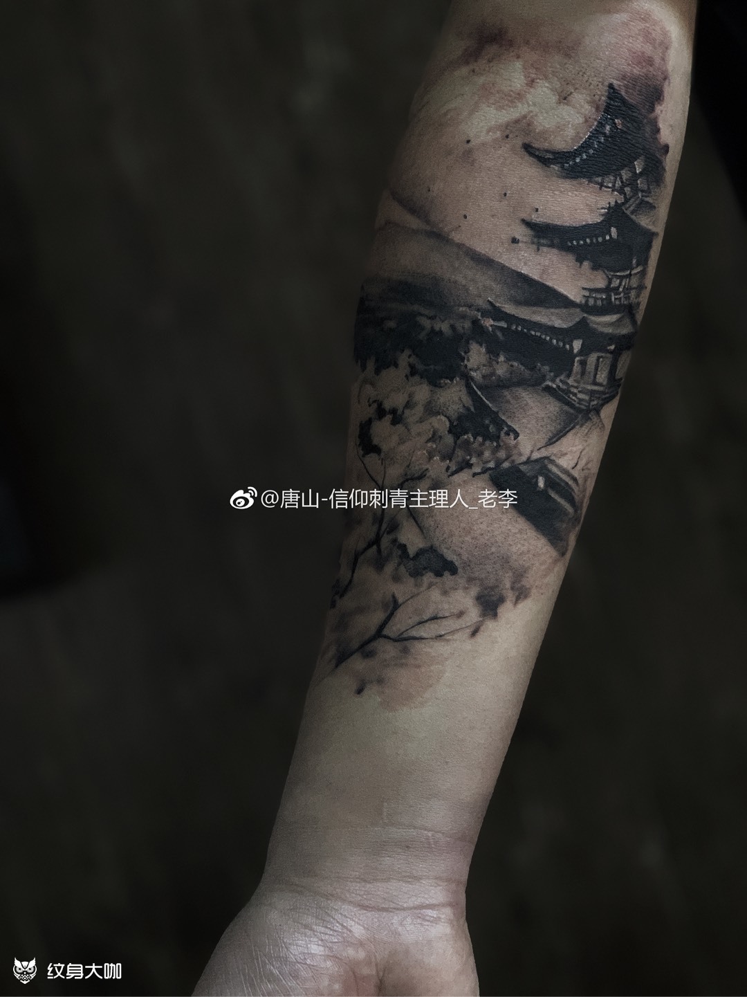 富士山下未完成_纹身图案手稿图片_老李的纹身作品集