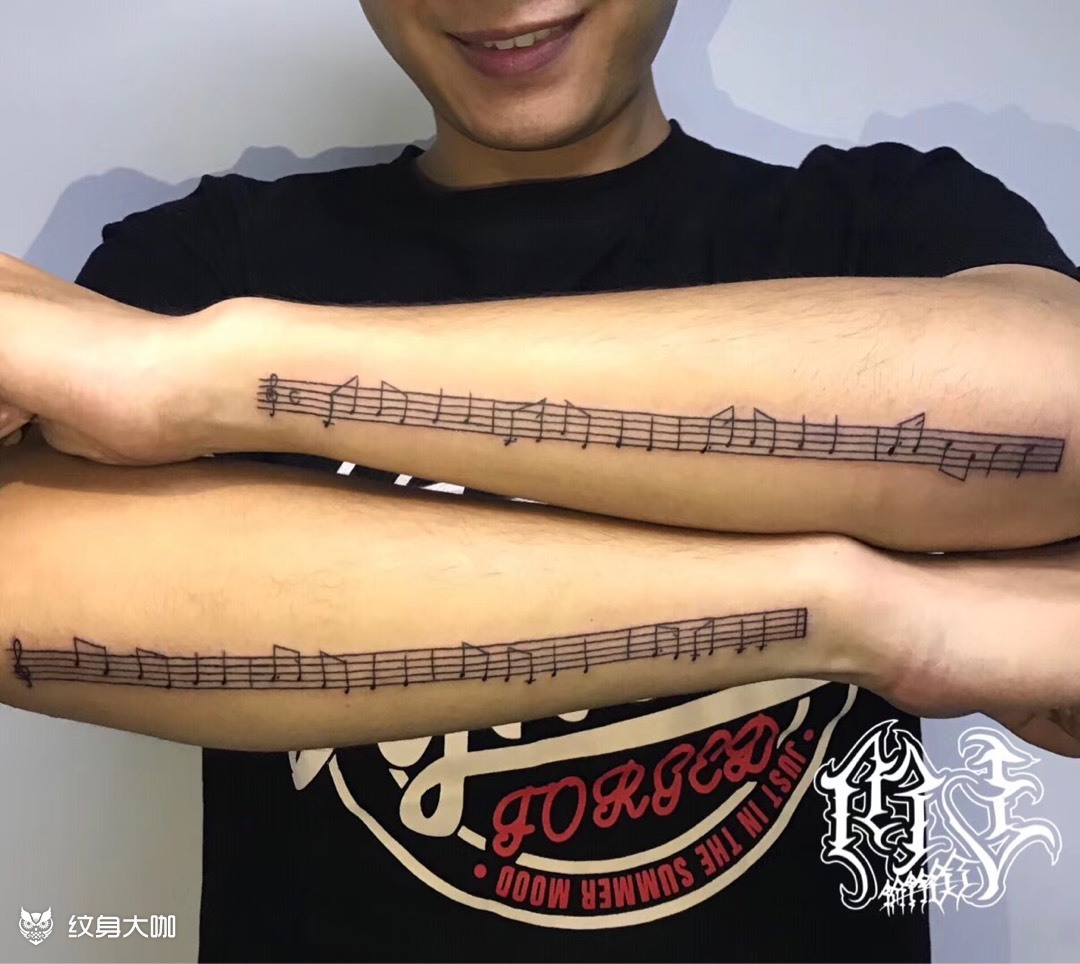 五线谱_纹身图案手稿图片_杨洋的纹身作品集