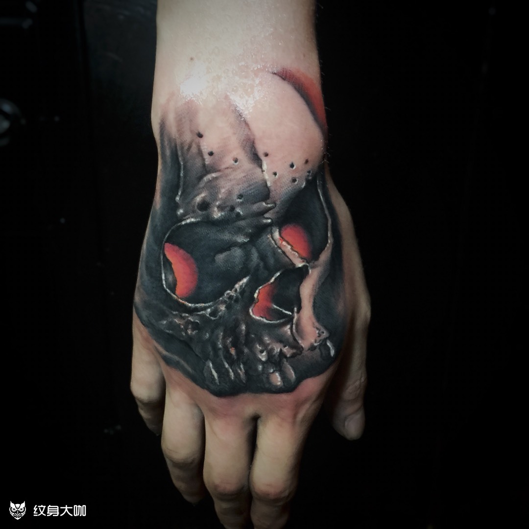 手面骷髅2_纹身图案手稿图片_纹申坤的纹身作品集
