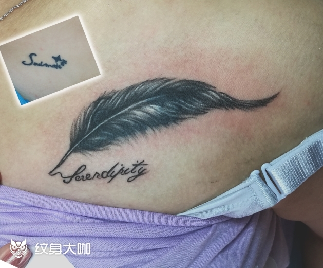 羽毛遮盖_纹身图案手稿图片_老墨的纹身作品集