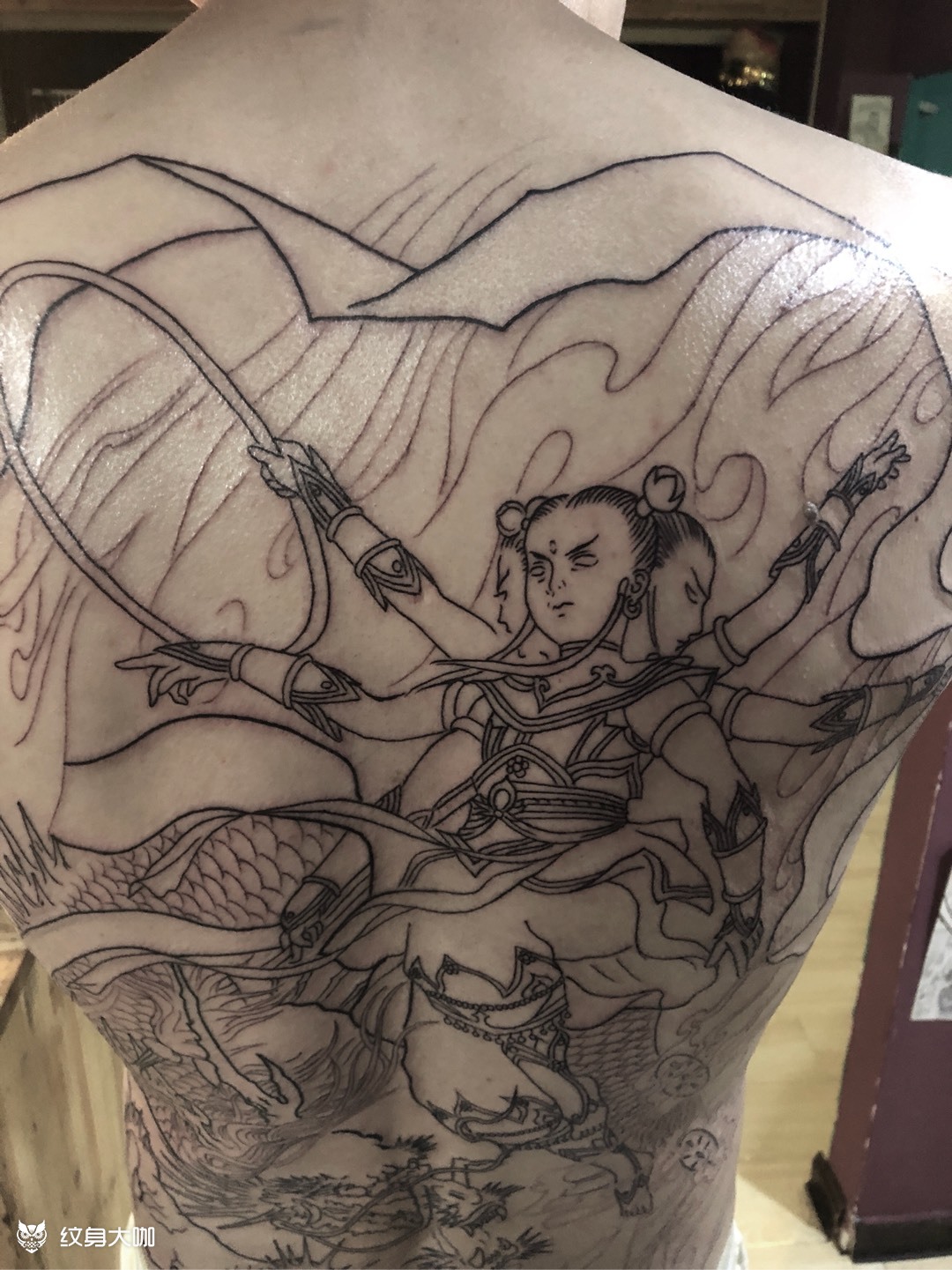 哪吒线条未完成,下次扩线_纹身吧社区 - 纹身大咖