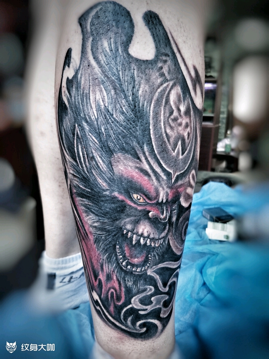 小腿猴子_纹身图案手稿图片_黑龙的纹身作品集