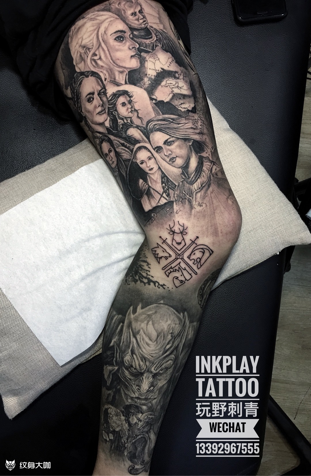 权力的游戏主题花腿_纹身图案手稿图片_陈治杰的纹身作品集