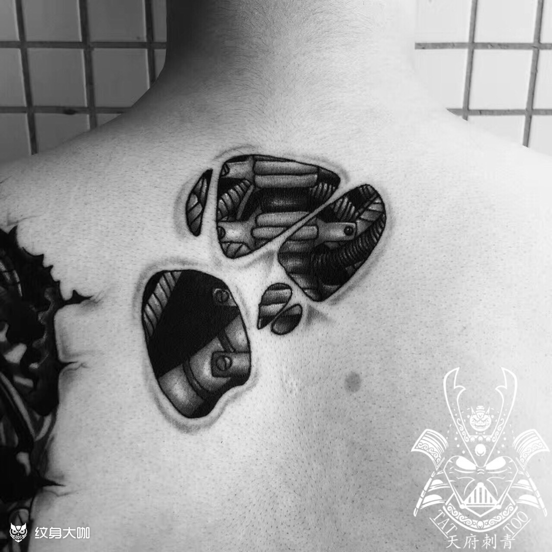 机械 遮盖_纹身图案手稿图片_爆烟子的纹身作品集