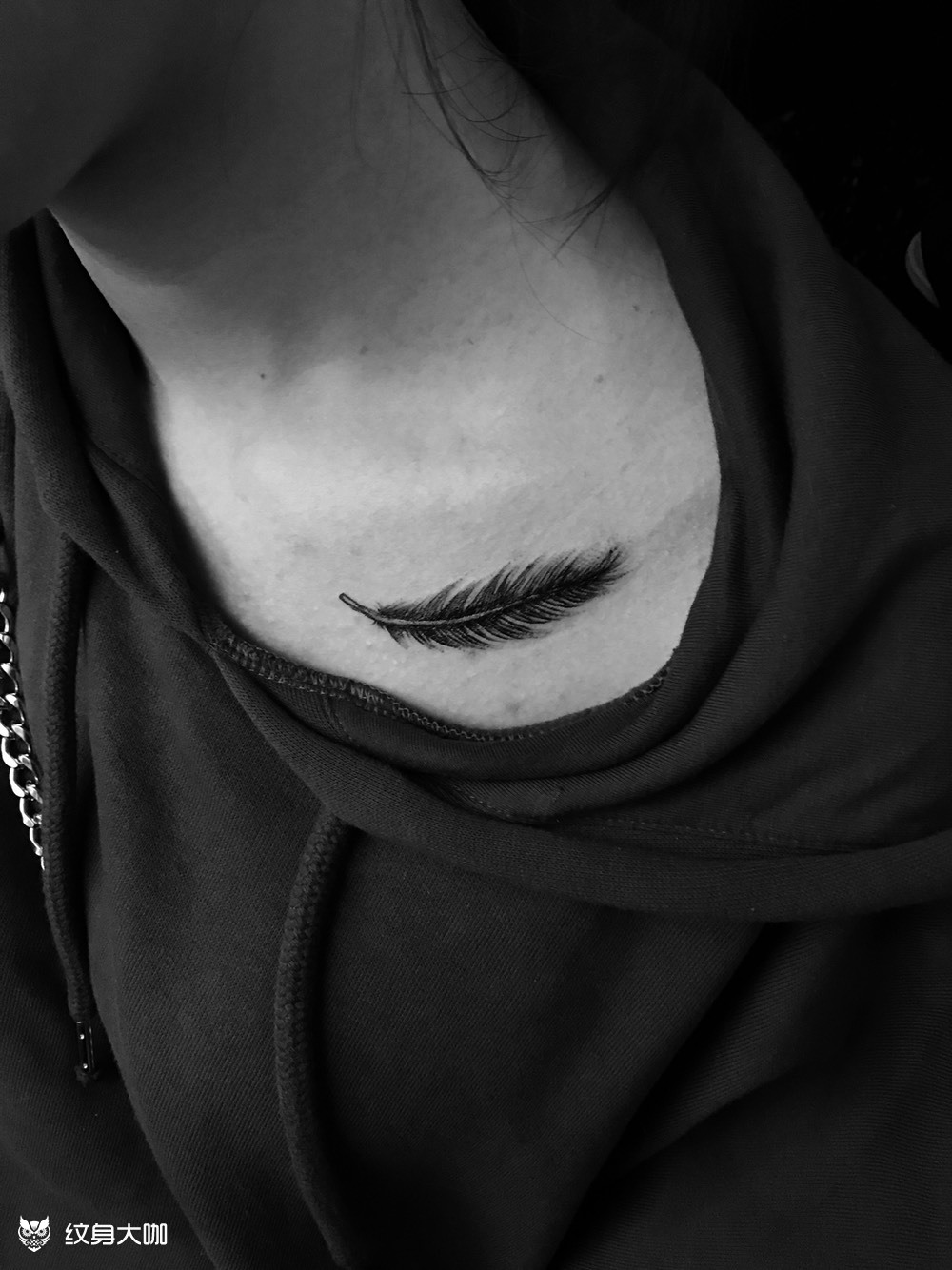 锁骨羽毛_纹身图案手稿图片_文龙的纹身作品集