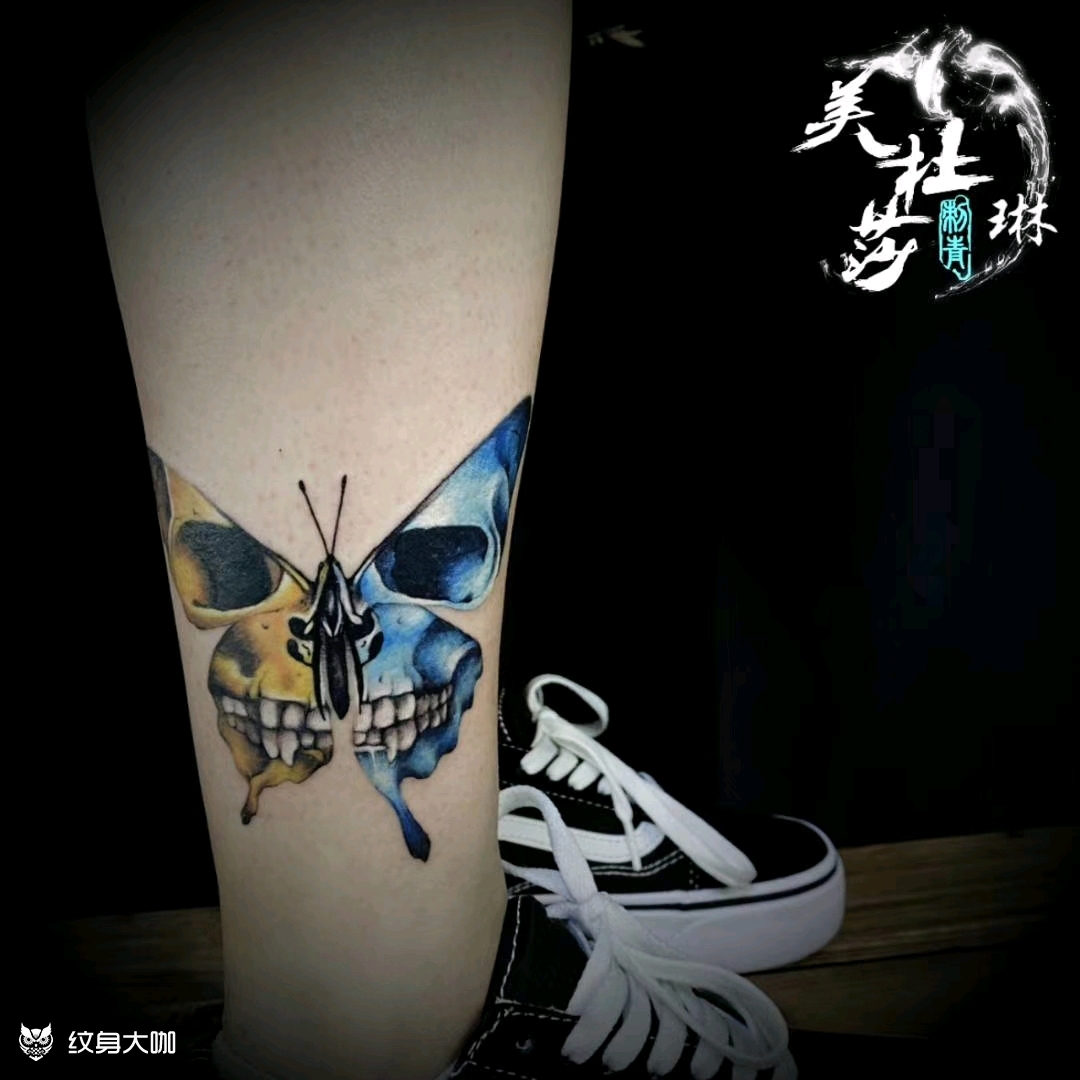 双生骷髅蝶_纹身图案手稿图片_夏逢均的纹身作品集