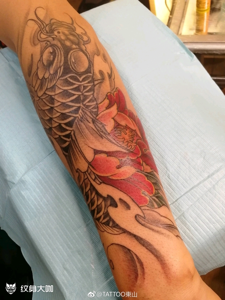 魚牡丹_紋身圖案手稿圖片_tattoo東山的紋身作品集