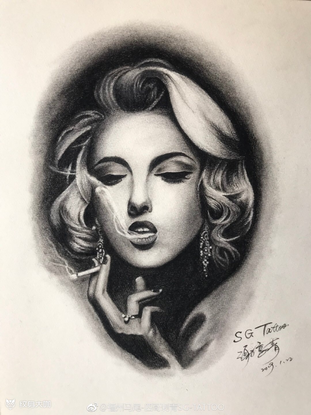 欧美人像素描_纹身图案手稿图片_谢享青的纹身作品集