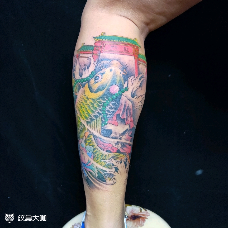 鲤鱼跃龙门_纹身图案手稿图片_二十的纹身作品集