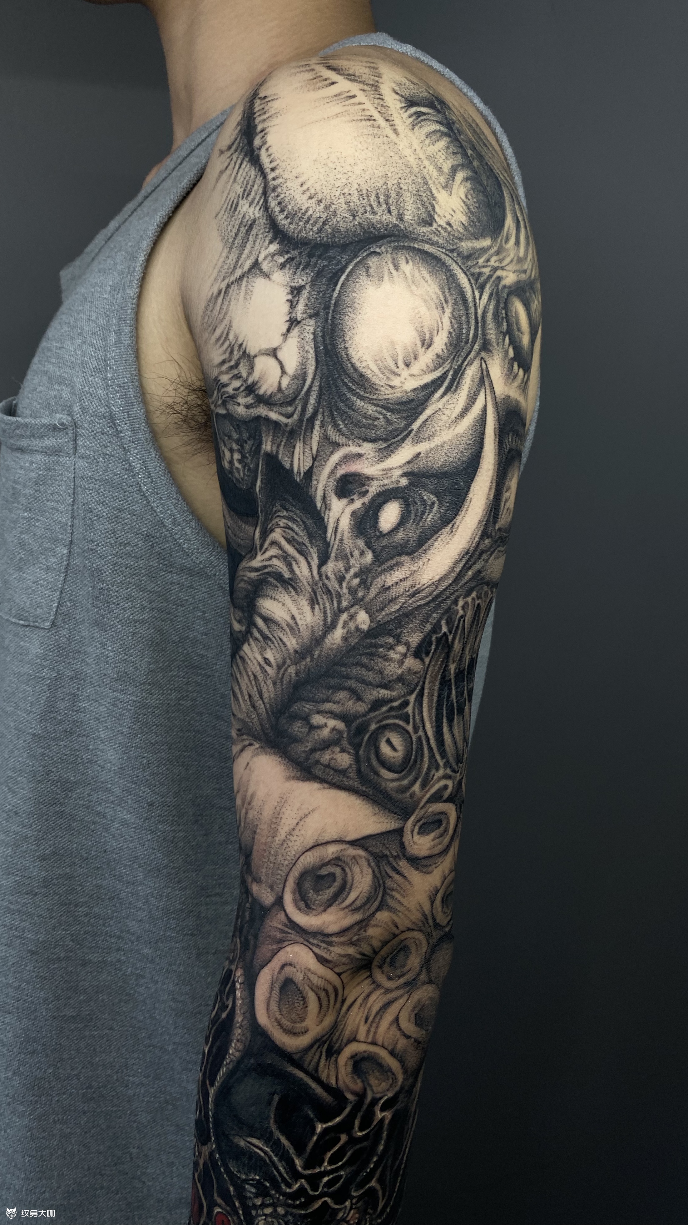 克苏鲁_纹身图案手稿图片_千卉的纹身作品集