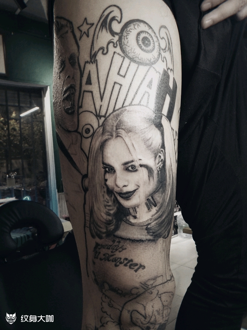 自杀小队,花腿,其中一小部分_纹身图案手稿图片_付强的纹身作品集