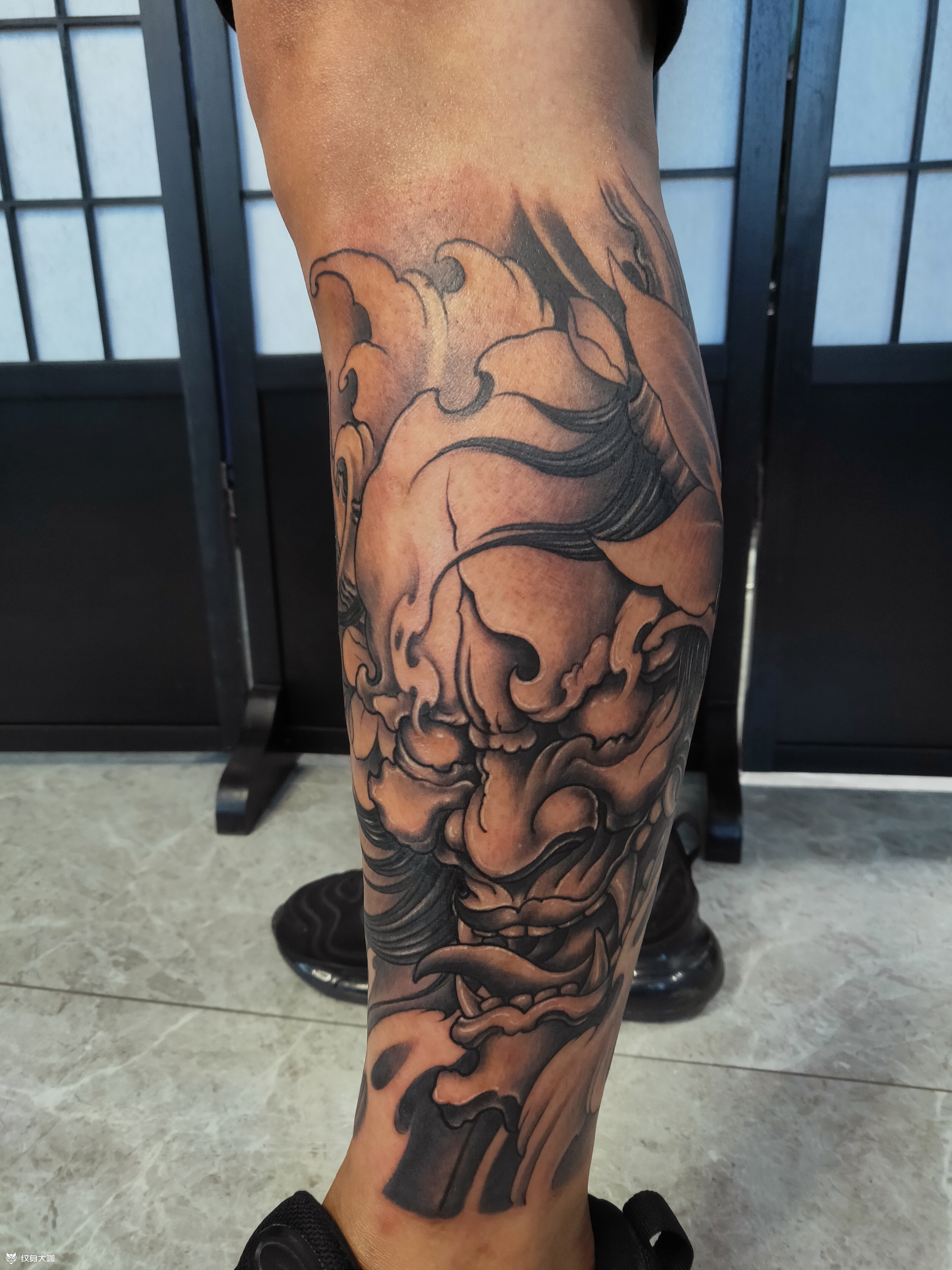 小腿般若_纹身图案手稿图片_小松的纹身作品集