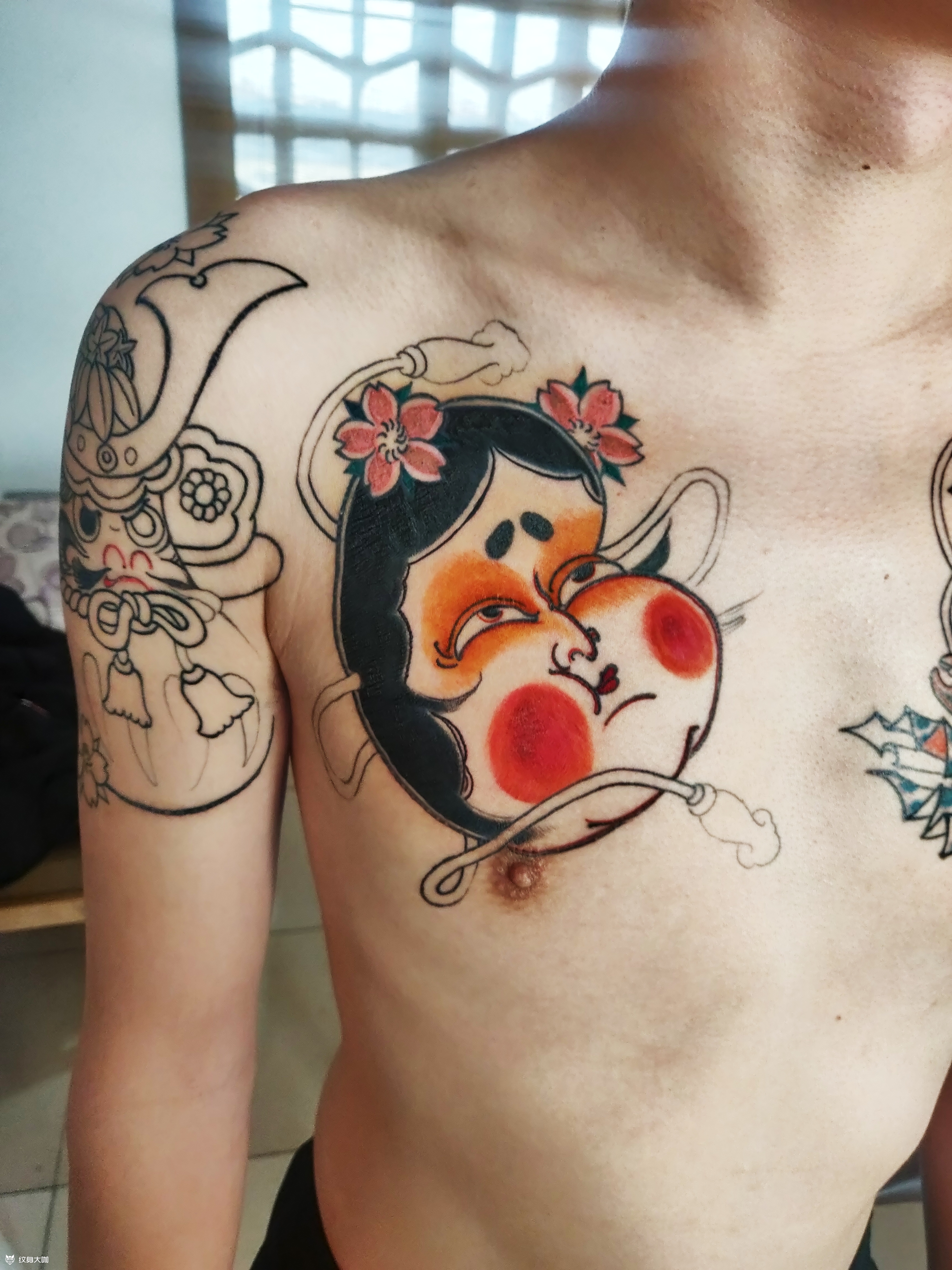 阿多福与火男_纹身图案手稿图片_中叁雕的纹身作品集