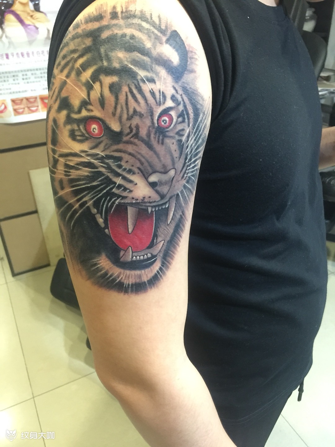 大臂老虎_纹身图案手稿图片_张送的纹身作品集