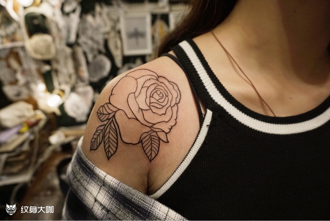 线条 肩花_纹身图案手稿图片_罗世豪的纹身作品集