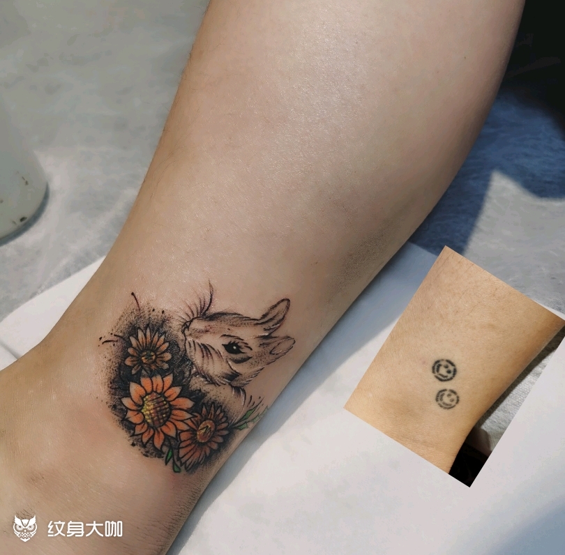 兔子纹身小清新遮盖
