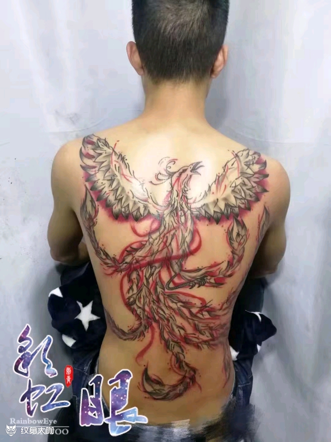 不死鸟满背_纹身图案手稿图片_青白江彩虹眼–猫爷的纹身作品集