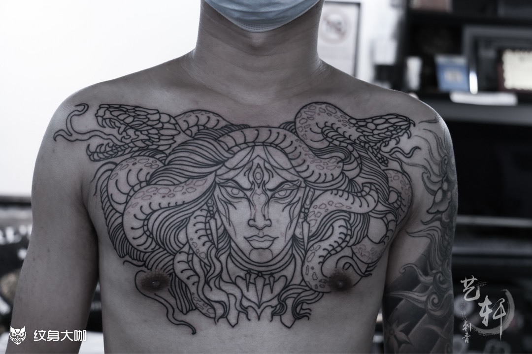 美杜莎_纹身图案手稿图片_陈启浪的纹身作品集