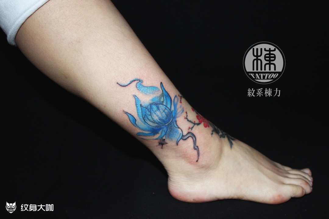 蓝莲花_纹身图案手稿图片_刘纪栋的纹身作品集